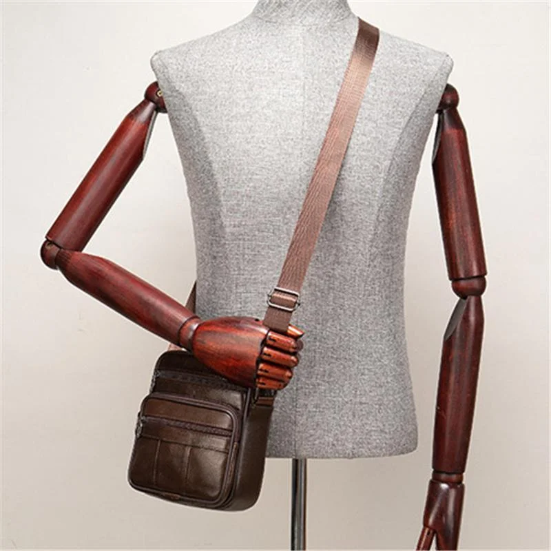 Men's Vintage Style Casual Leather Solid Color Crossbody Packs Shoulder Bag