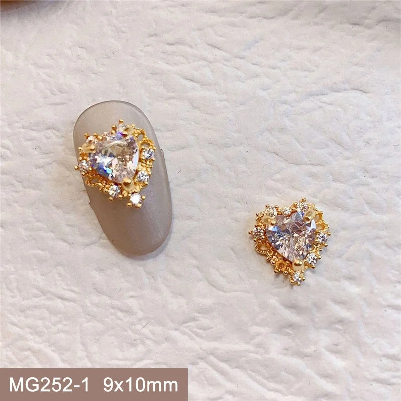 10pcs MG252 Valentine's Day Love Heart Zircon Nail Art Crystals Jewelry Rhinestone Nails Accessories Supplies Decorations Charms