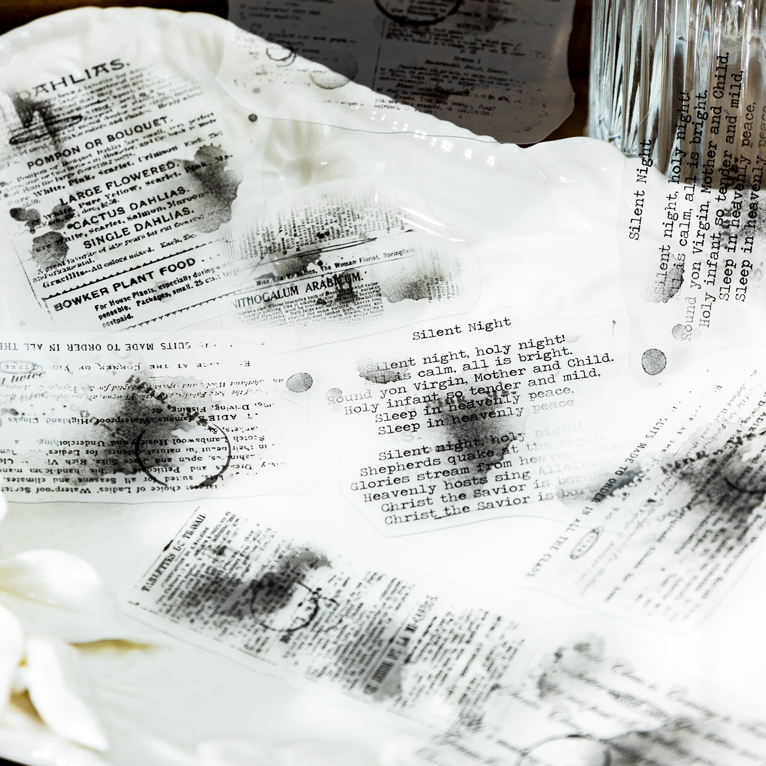 PET 스티커 - 잃어버린 편지 시리즈 빈티지 영어 텍스트 숫자 조경