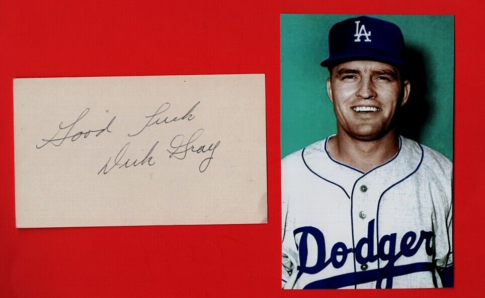 1958 DICK GRAY-LA DODGERS AUTOGRAPHED 3X5 WITH COLOR GLOSSY Photo Poster painting-(d.2013)