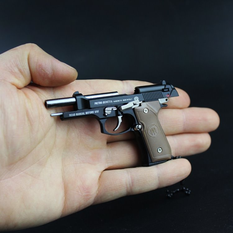ToyTime PUBG M92F Mini Gun Keychain Fidget Toy Mini Fidget Pistol Shape Keychain Alloy Gun Keychain for Gift