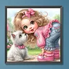 Diamond Painting-DIY Full Round Drill Girl and Puppy