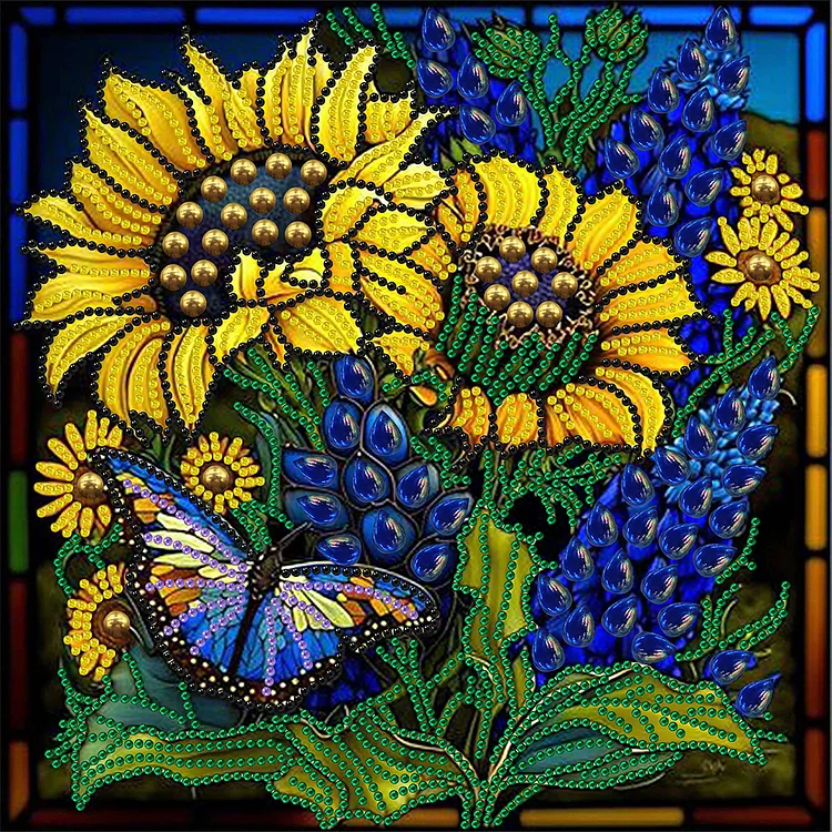 Partial Special-Shaped Diamond Painting - Glass Art - Lavender Sunflower 30*30CM