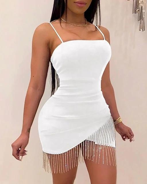 Sleeveless Elegant Suspender Short Mini Dresses