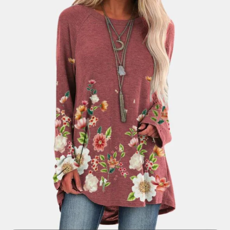 Gradient Color Retro Long Sleeve Top
