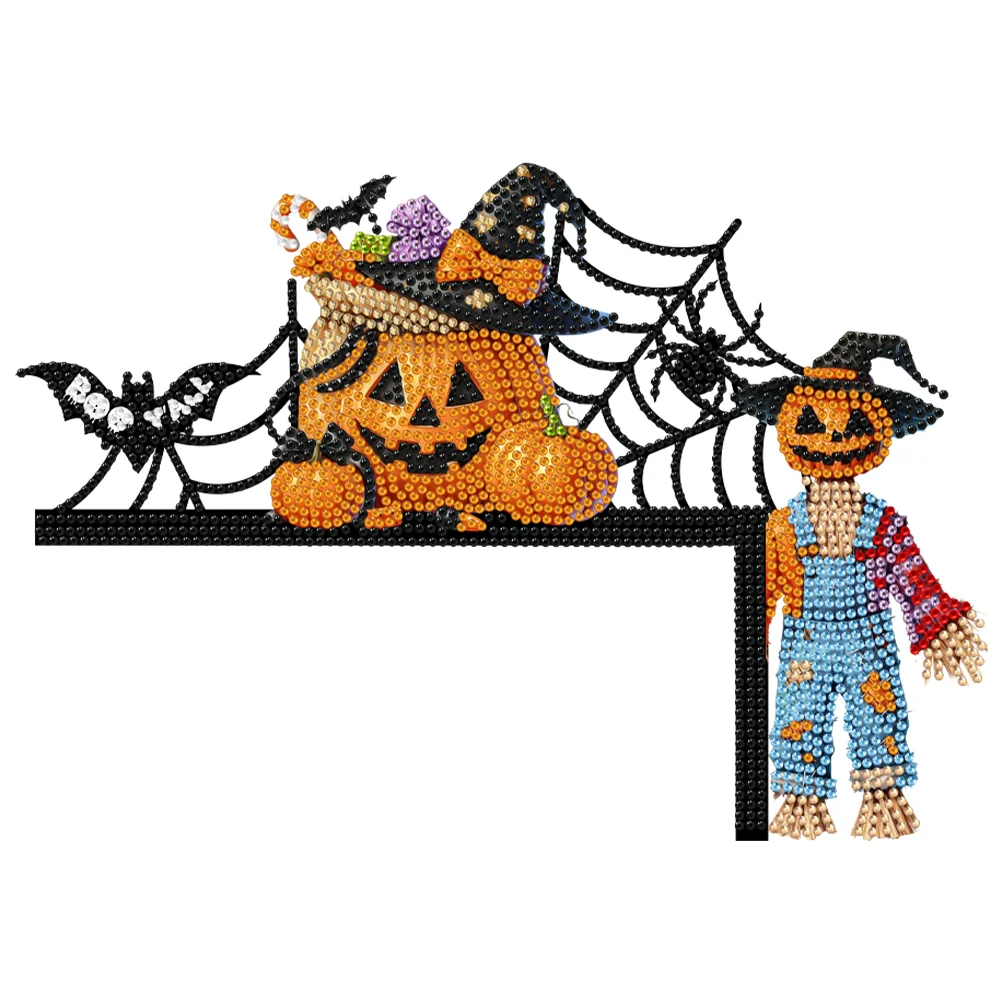 DIY Halloween Pumpkin Scarecrow Diamond Painting Door Corner Sign for Party Favors