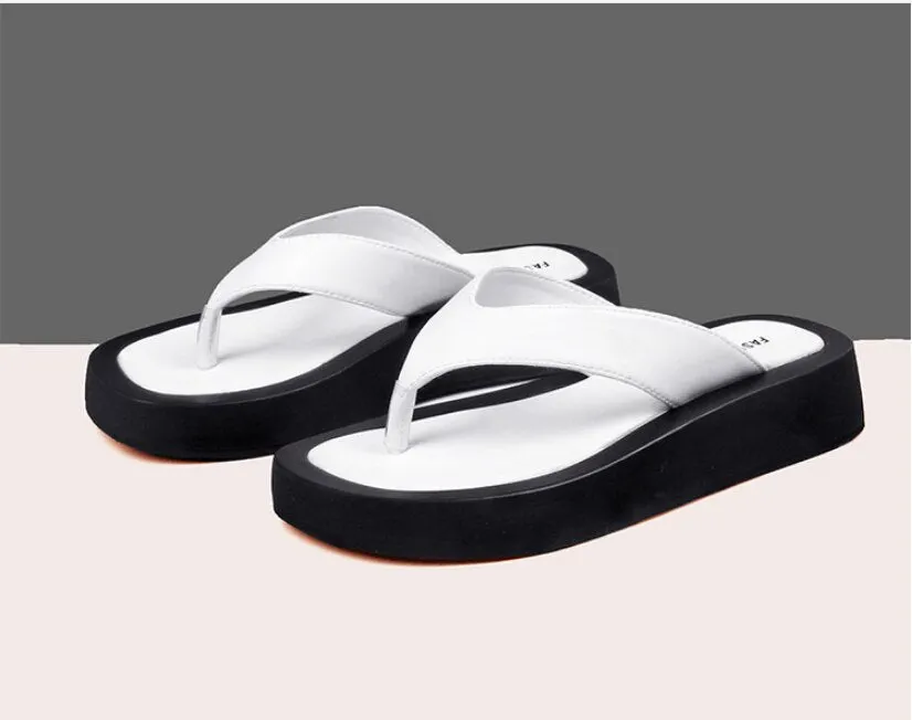 AIYUQI Women's Slippers Outdoor 2021 Summer New Genuine Leather  Flip-flops Women Anti-skid Trend Pinch Beach Slides Ladies