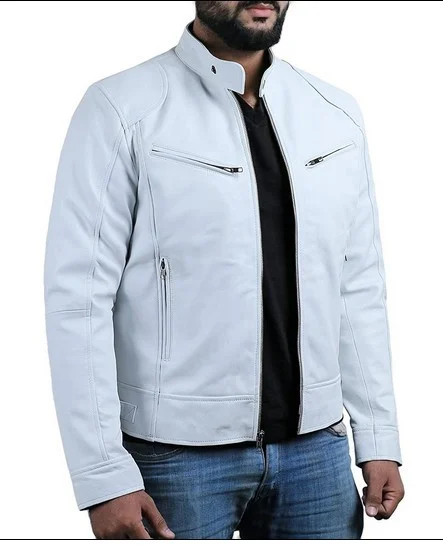 Uveng Uveng Business Gentleman Warm Zipper Open Shirt Pocket Decoration PU Leather Jacket Collar Collar Zipper Leather Jacket