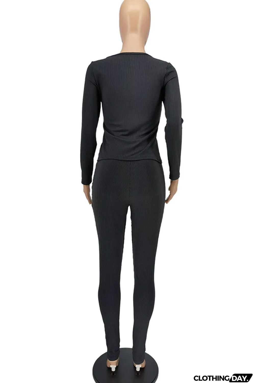 White Casual Solid Split Joint Zipper Long Sleeve Two Pieces