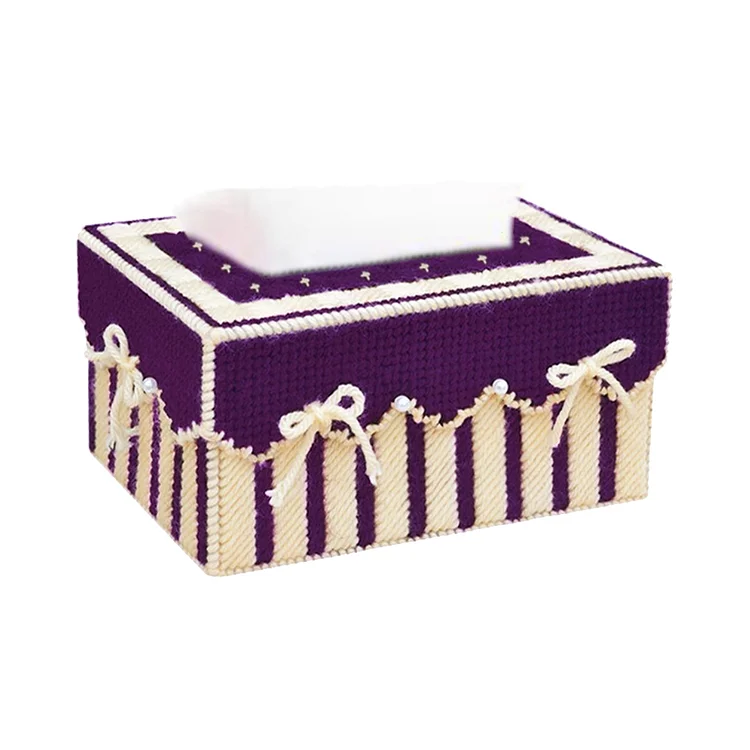 Cross Stitch Tissue Box Embroidery Needlecrafts for Kids Adults (Dark Purple) gbfke