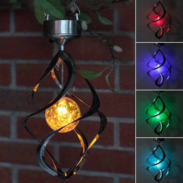 led color changing solar wind chime light