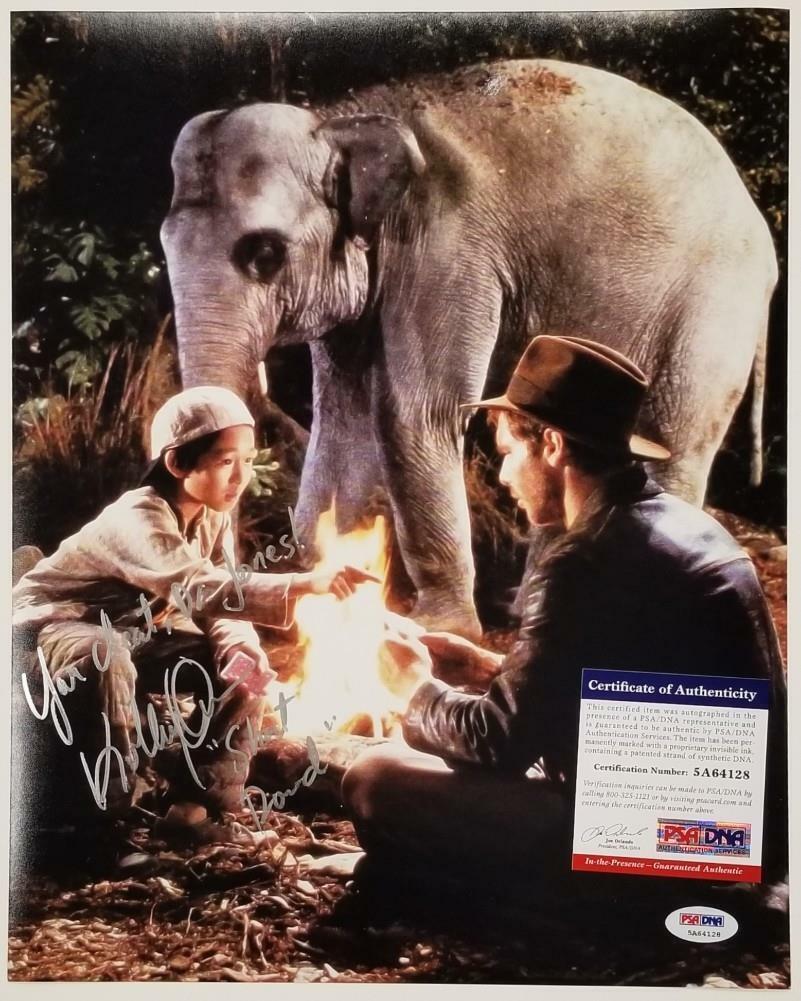 Jonathan Ke Quan signed Indiana Jones 11x14 Photo Poster painting + Inscription ~ PSA/DNA COA