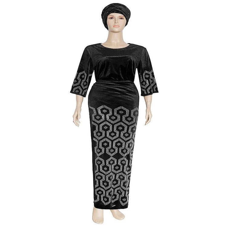 African Americans fashion QFY African Hippie Top Skirt Set For Women Velvet Skirt Suit Moroccan Dress Ankara Dashiki Bazin Riche Outfit Wedding Party Abaya Ankara Style QueenFunky