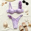 Stylish Rose-Themed Solid-Color Sexy Bikini Set by Inlyline