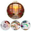 29x29cm DIY Cotton Embroidery Kit with Embroidery Hoop Pre-Printed Pattern Needlework Handmade Landscape Hand Stitch Kit for Craft Lover Gift