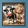 Diamond Painting-DIY Full Round Drill Girl and Cow