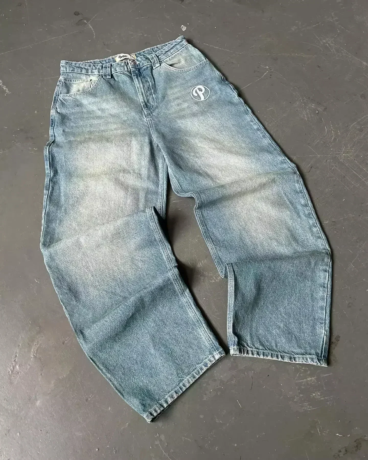 Zeusesim Street Y2K New Fashion Punk Clearance Spot Sale Straight Jeans Women Harajuku Casual Loose Oversized Wide-leg Pants Unisex Jeans