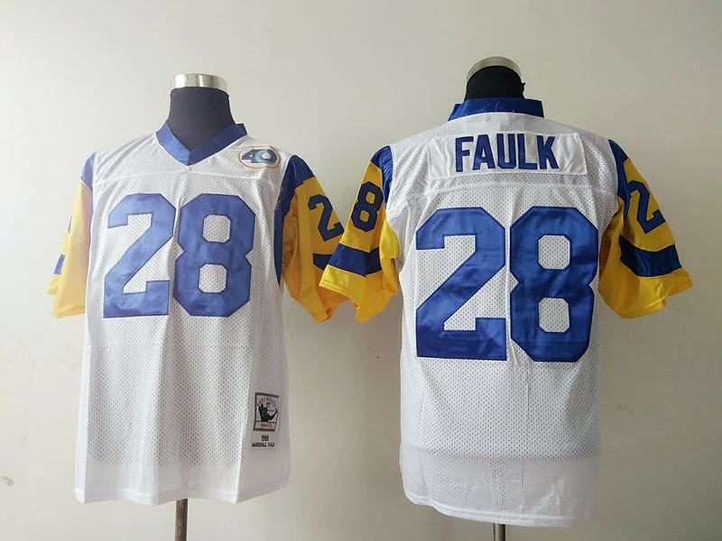 Men's San Louis Rams Marshall Faulk Mitchell & Ness White Legacy Replica Jersey