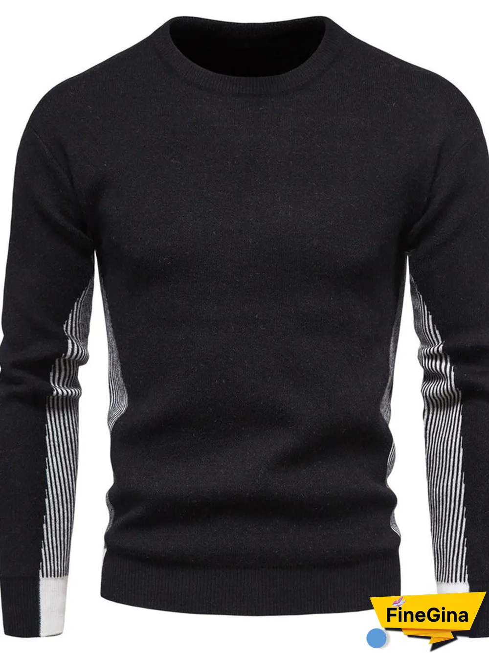 Round Neck Contrast Color Men's Sweater