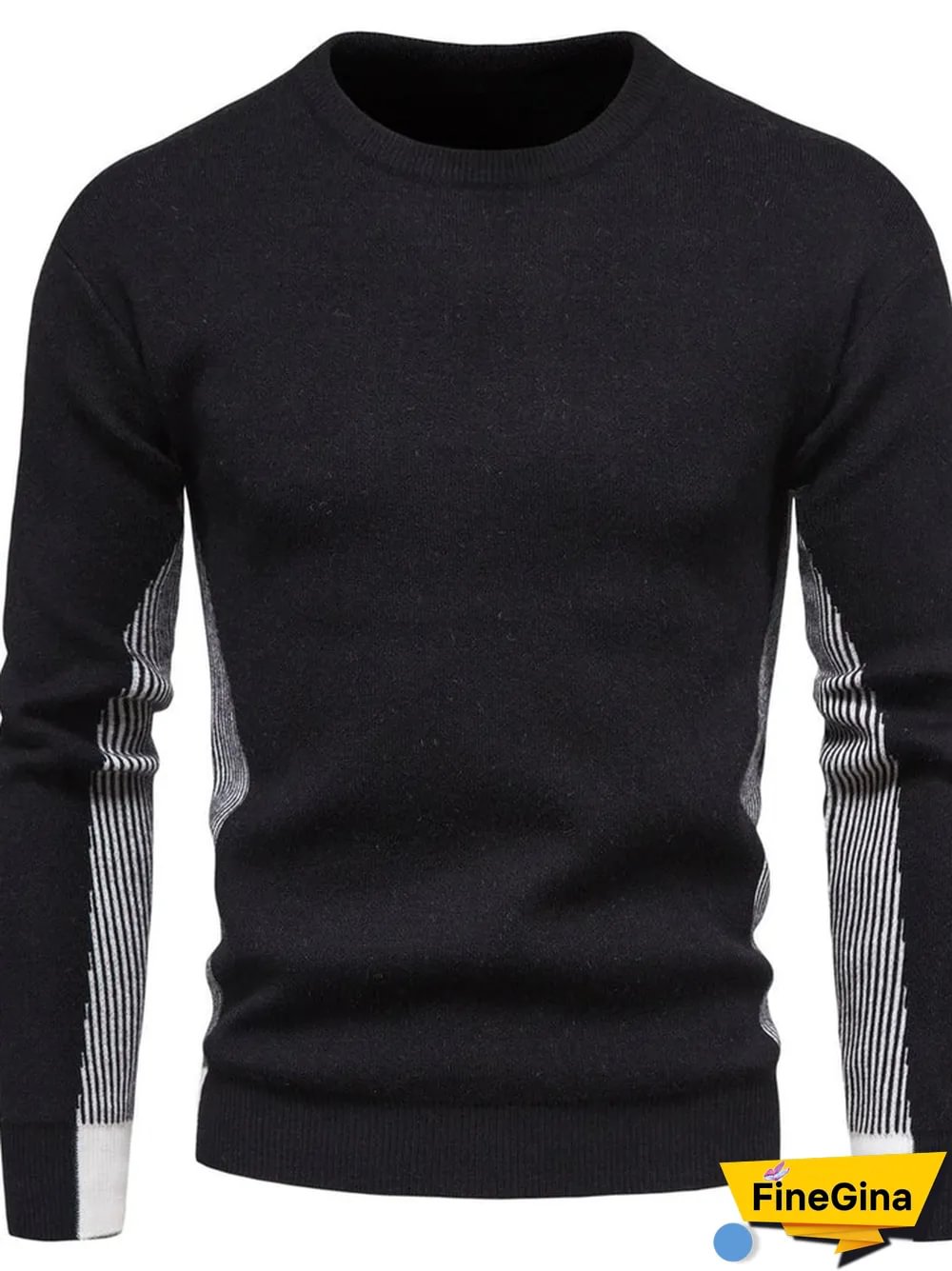 Round Neck Contrast Color Men's Sweater