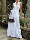 Hollow Lapel Collar Maxi Dress