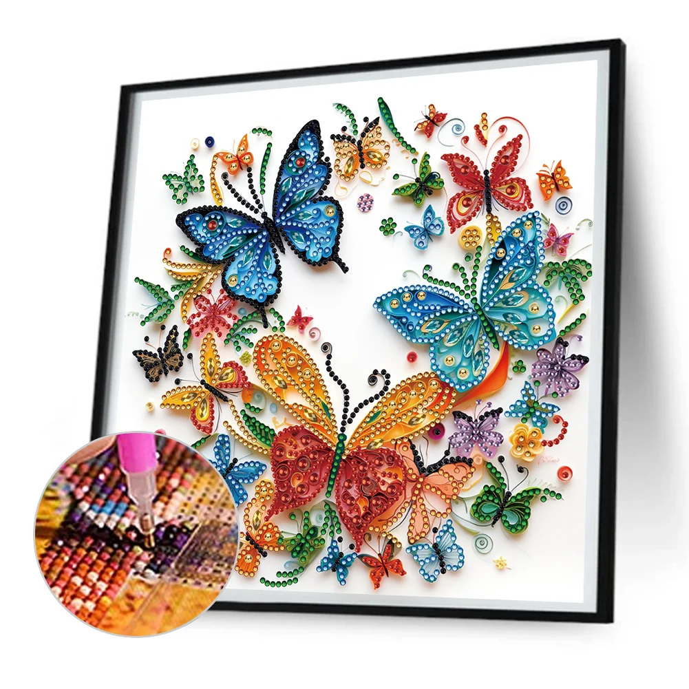 Diamond Painting - Partial Special Shaped Drill - Flower Butterfly(Canvas|30*30cm)