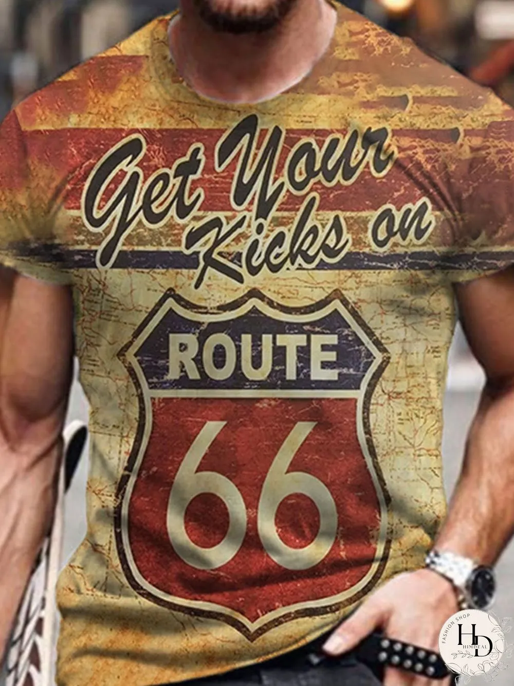 Route 66 Graphic Casual Long Sleeve Tee