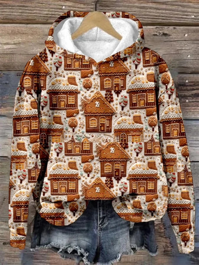 Women's Vintage Woven Christmas Print Sweatshirt