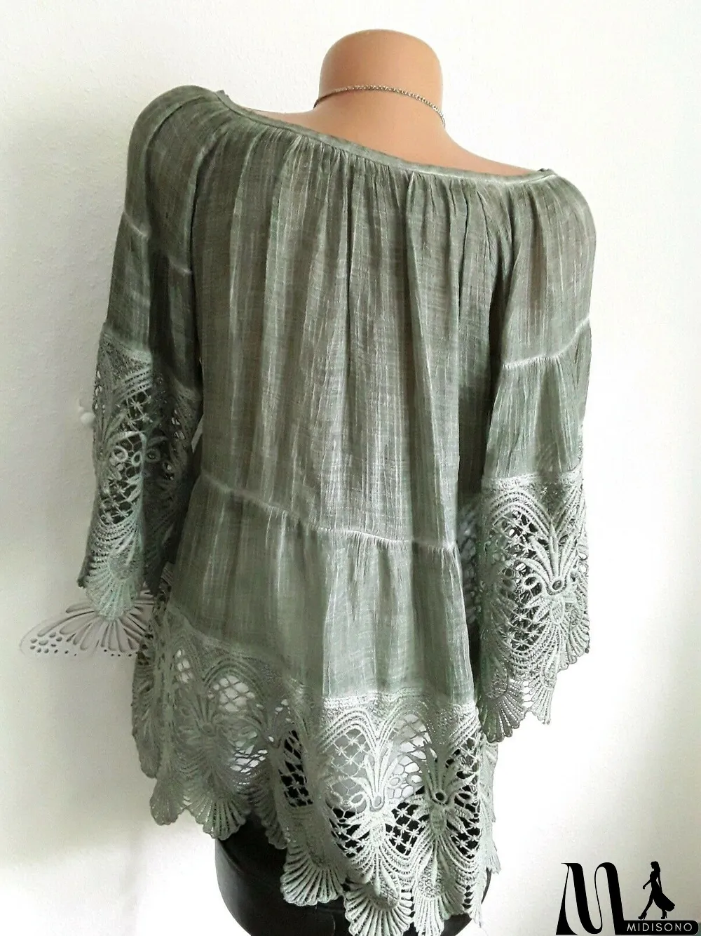 MidiSono - Women's Solid Color Short Sleeve V-neck Tops