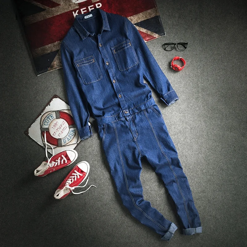 Casual Long-sleeved Trousers Denim Jumpsuit
