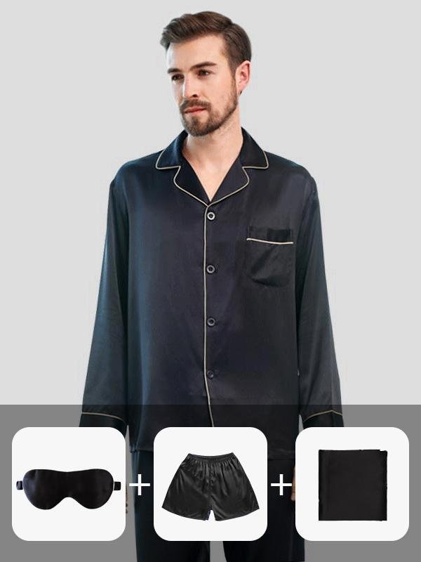 19 Momme Silk Pajamas Traveling Set 4-Pack For Men