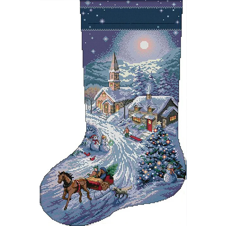 Joy Sunday Christmas Socks 14CT Counted Cross Stitch 37*55CM
