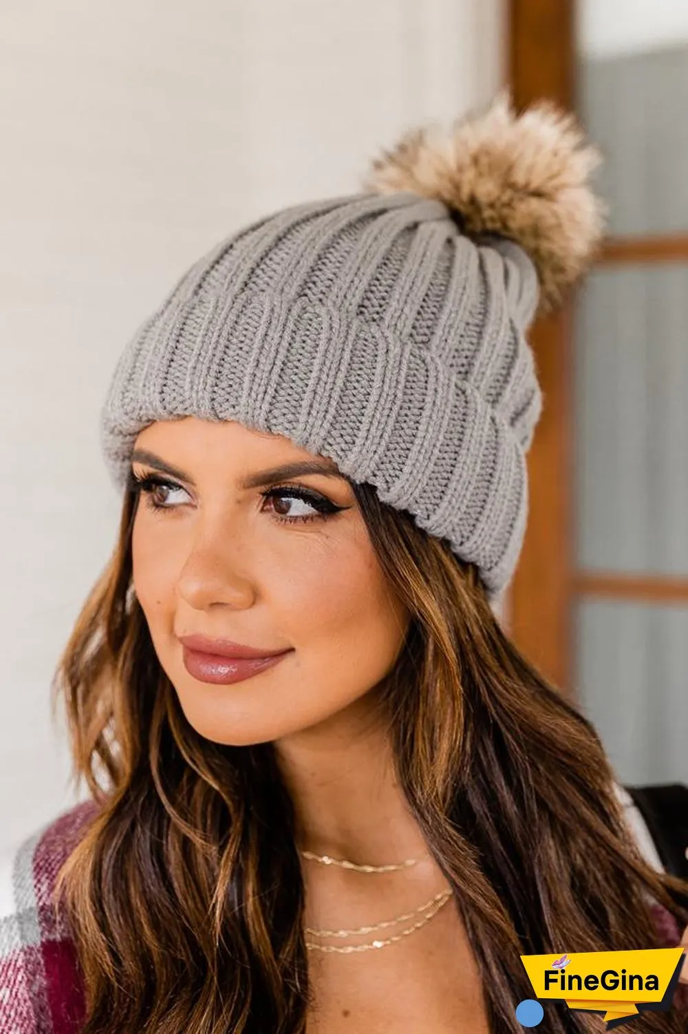 Chunky Knit Pom Pom Beanie Hat