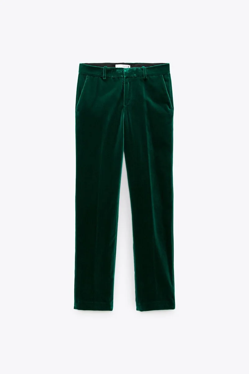 Jangj Woman Set Casual Trf Outfits Female Autumn Office Lady Slim Blazers + Long Pants Suits Green Velvet 2 piece set women