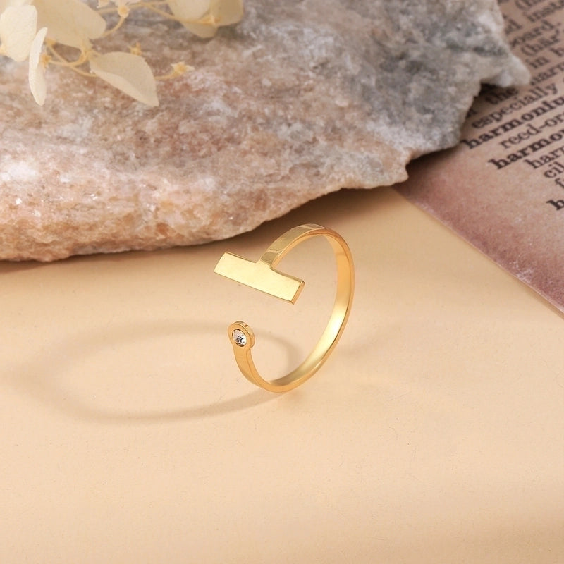 304 Stainless Steel 18K Gold Plated Minimalist Classic Style Plating Solid Color Rings
