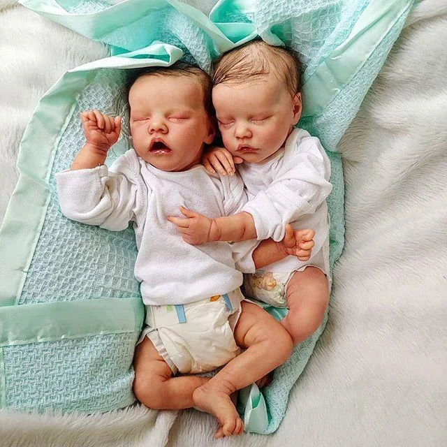 12'' Realistic Look Real Reborn Twins Baby Girl Dolls Alessia and Alexiane, Birthday Gift Exclusively 2023