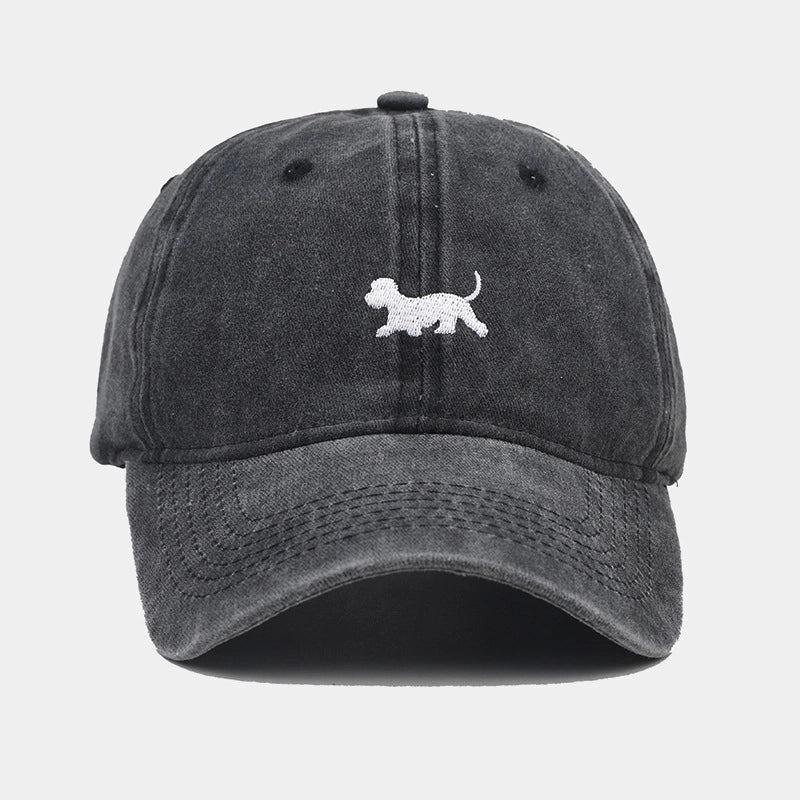 Unisex Cute Retro Minimalist Dog Embroidery Curved Eaves Baseball Cap