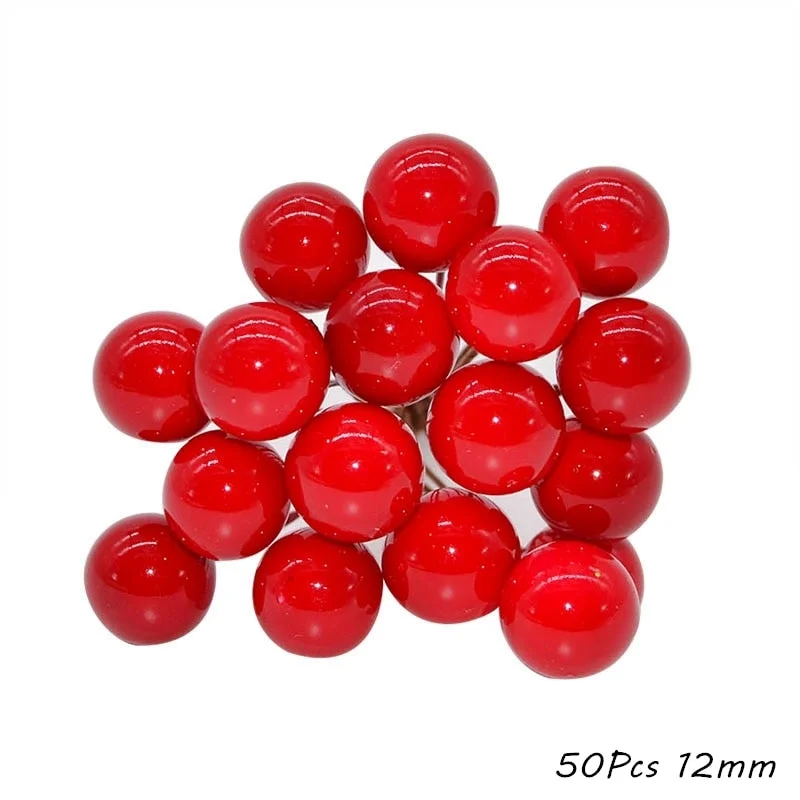 Red Theme Artificial Flower Cherry Stamen Berries Bundle DIY Christmas Decoration Wedding Cake Gift Box Wreaths Xmas Decor