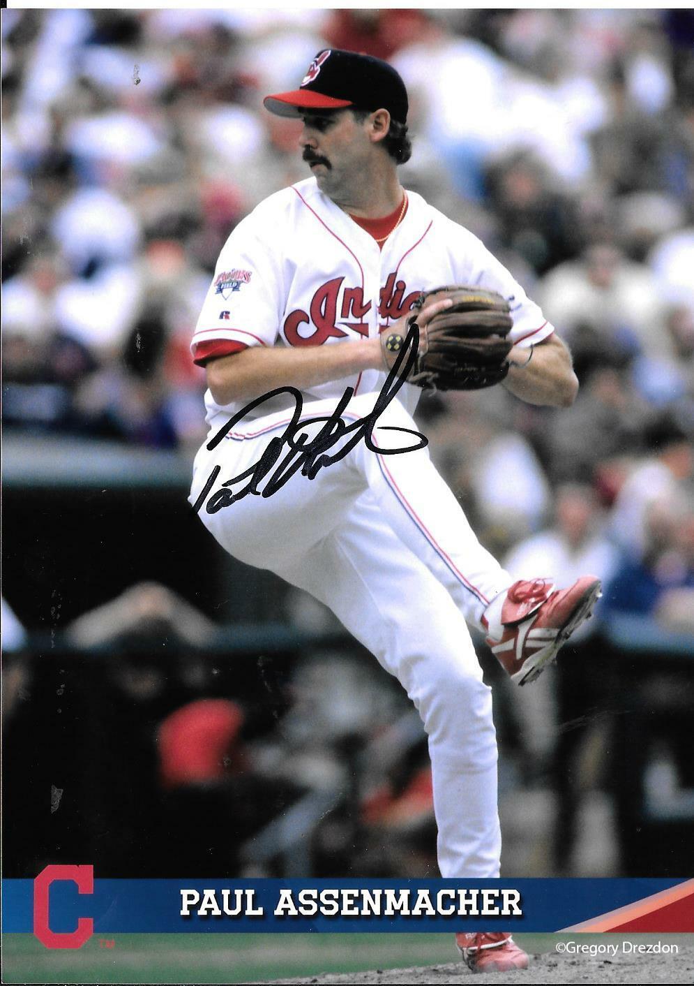 PAUL ASSENMACHER CLEVELAND INDIANS RARE SIGNED Photo Poster painting+ BONUS