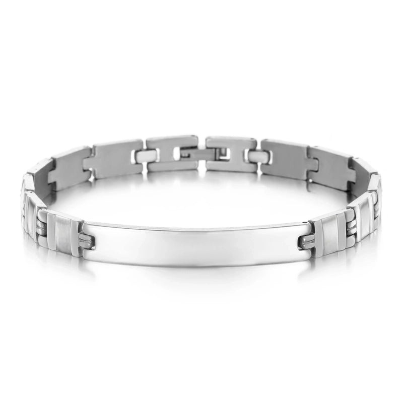 Modern Style Minimalist Solid Color 304 Stainless Steel ID Bracelet In Bulk