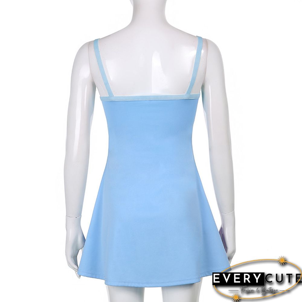 Women Sexy Cutout Colorful Y2K Mini Dress Spaghetti Strap Bodycon Sundress Vintage E-Girl Summer Party Clubwear A-line Dress