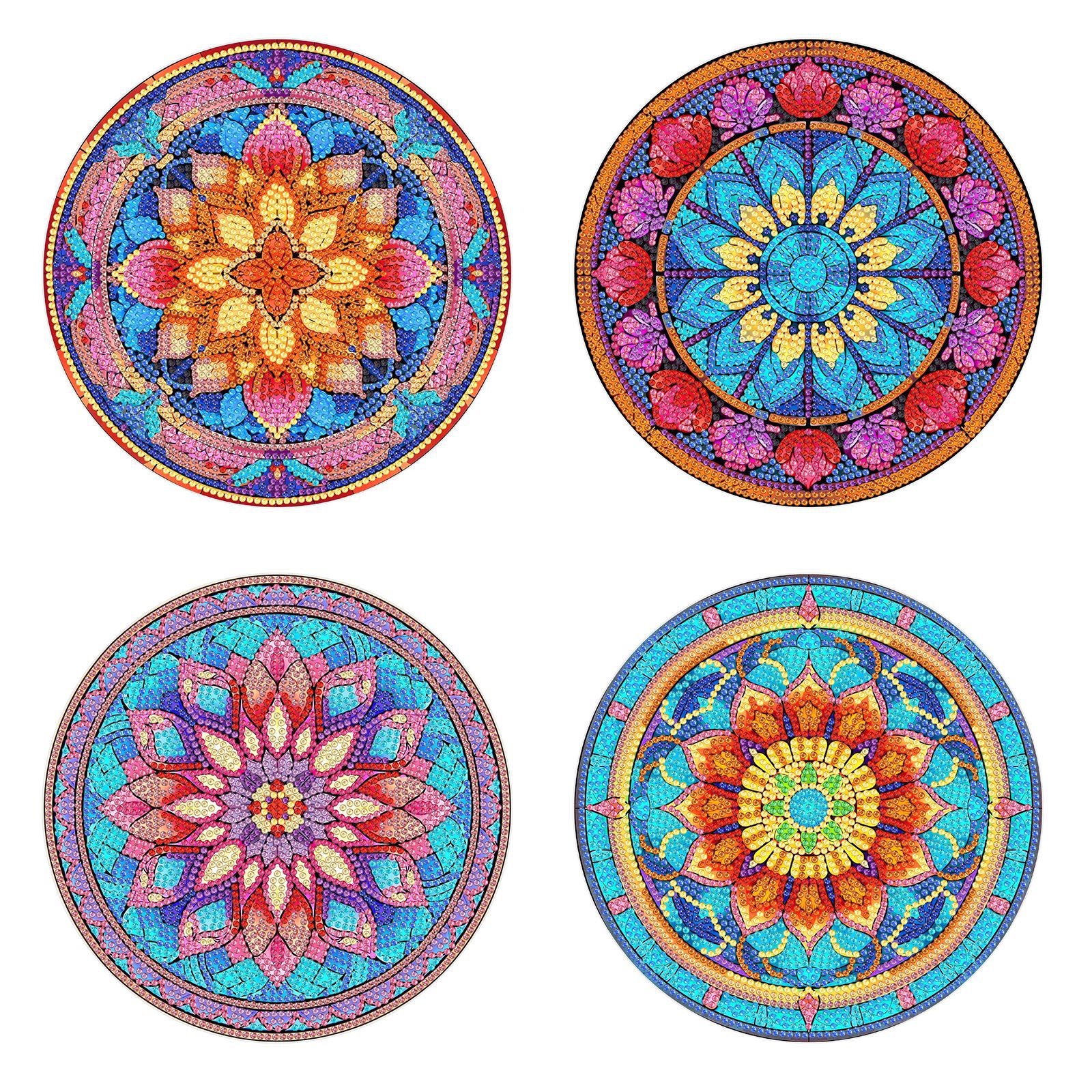 DIY Diamond Meal Mat Acrylic Diamond Painting Four Piece Set Creative Mandala Restaurant Plate Handmade Decoration Painting