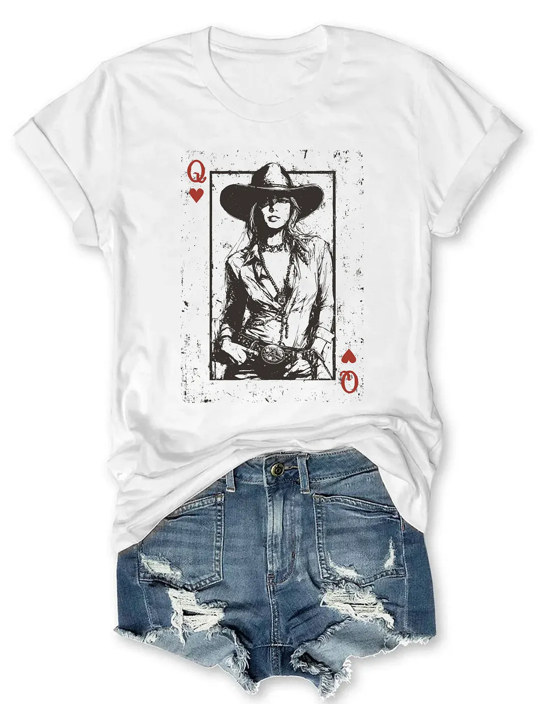 Cowgirl Queen Of Hearts Card T-shirt