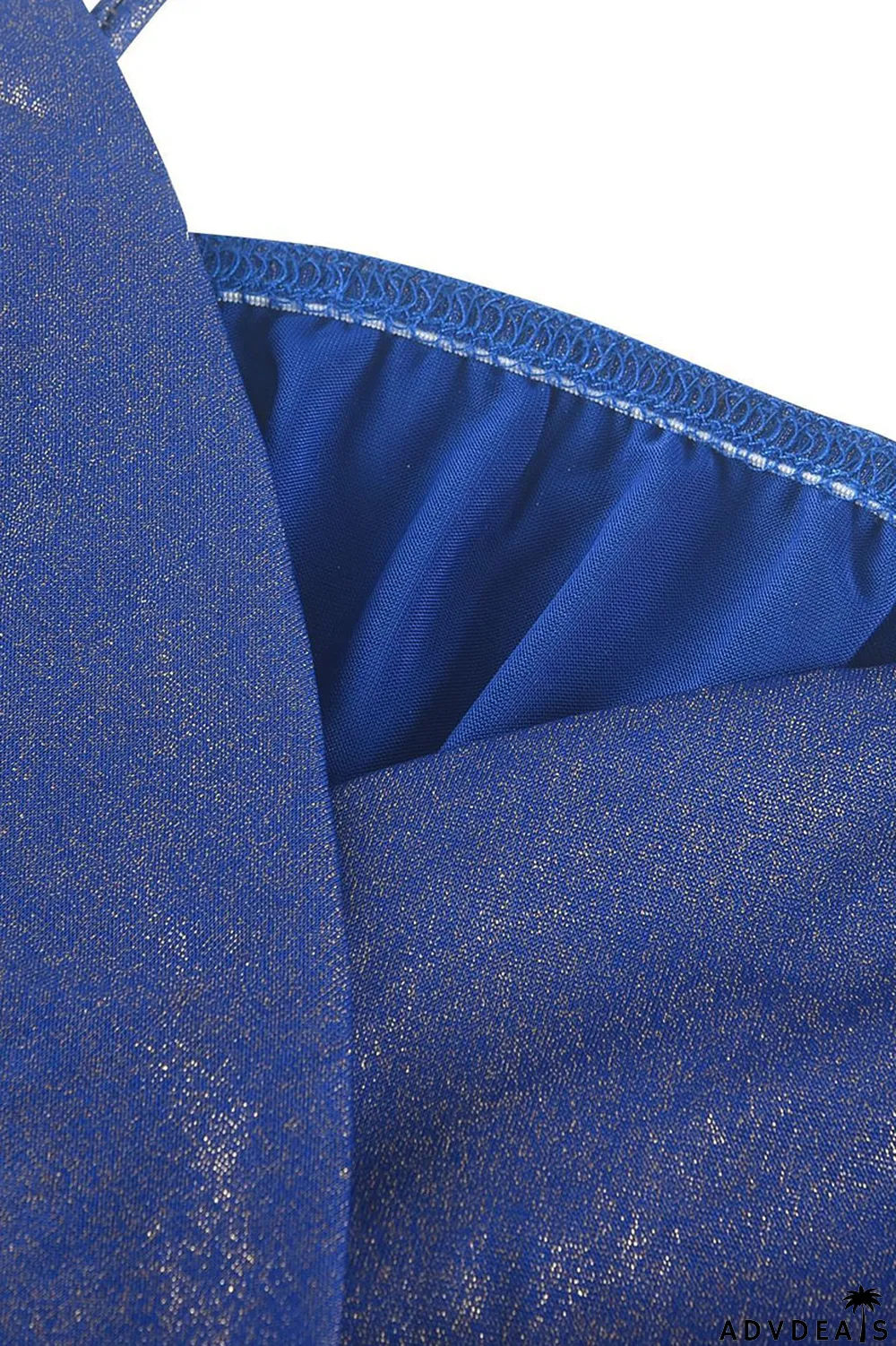 Blue Sexy Solid Split Joint Fold Asymmetrical Spaghetti Strap Sling Dress Dresses