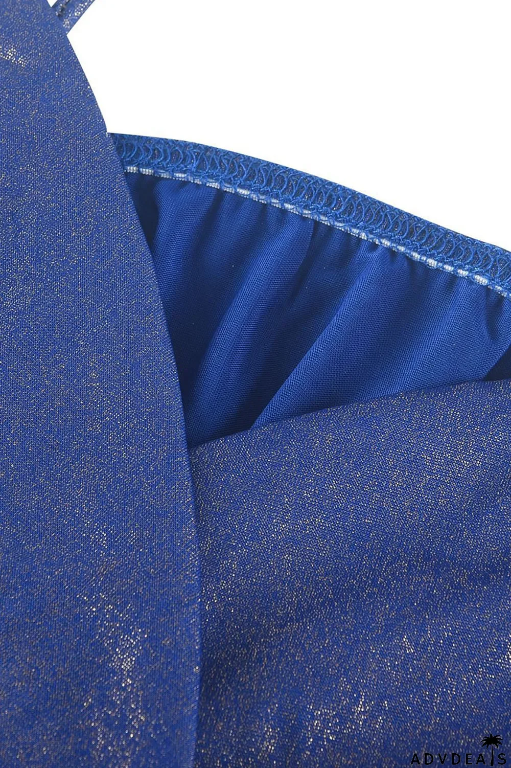 Blue Sexy Solid Split Joint Fold Asymmetrical Spaghetti Strap Sling Dress Dresses