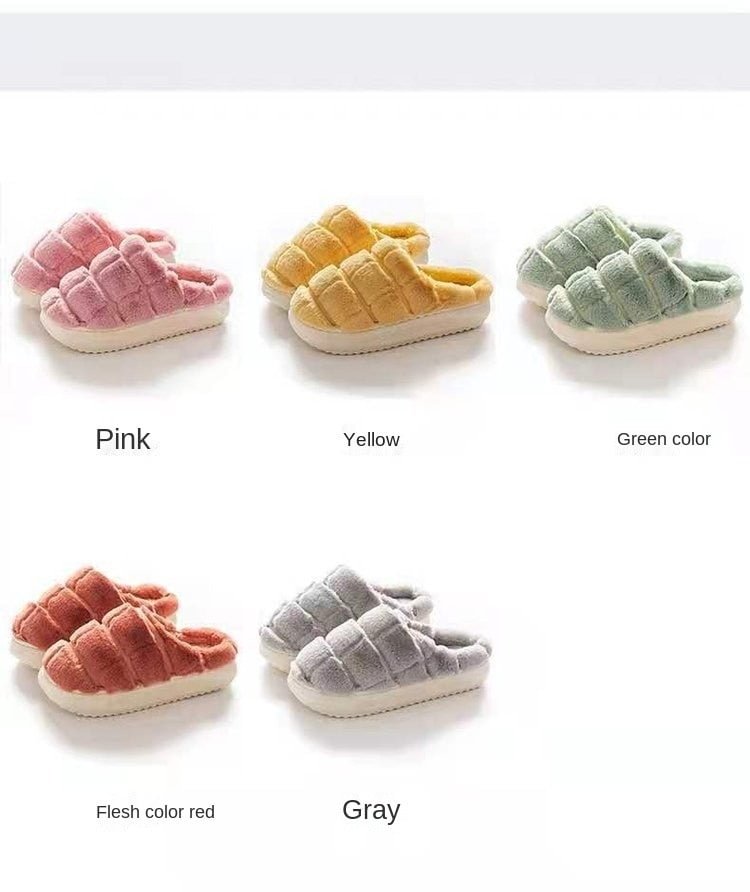 2021 winter home fur slippers, winter thick-soled cotton slippers, lightweight new ladies' warmth-increasing cotton shoes