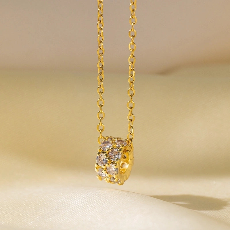 Sweet Minimalist Star Heart Shape Bow Knot Titanium Steel Zircon Plating Inlay Pendant Necklace