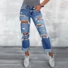 Women's Straight Leg Ripped Jeans by Inlyline