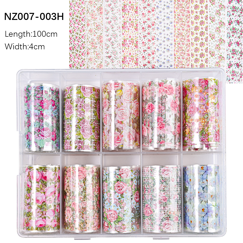 Kissbake 10pcs 4x100cm Nail Transfer Foil Paper Sticker Set Luxury Foil Nails Logo Transfer Nail Stickers Designer Fashion Nail Art Decal