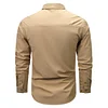 New Men's Solid Color Work Shirt, Everyday Casual Shirt with Pockets